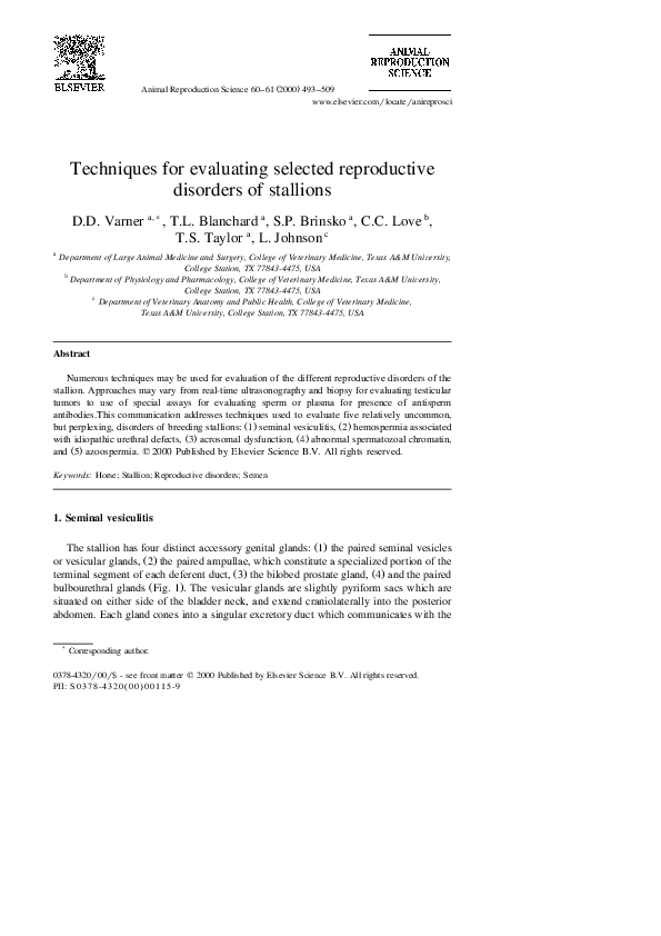 (PDF) Techniques for evaluating selected reproductive disorders of ...