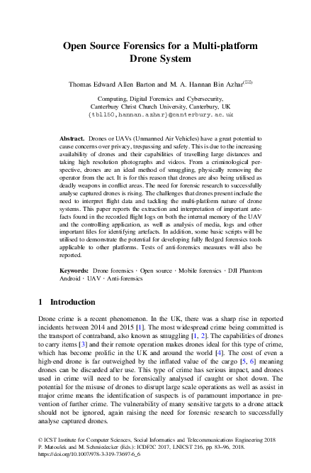 (PDF) Open Source Forensics for a Multi-platform Drone System