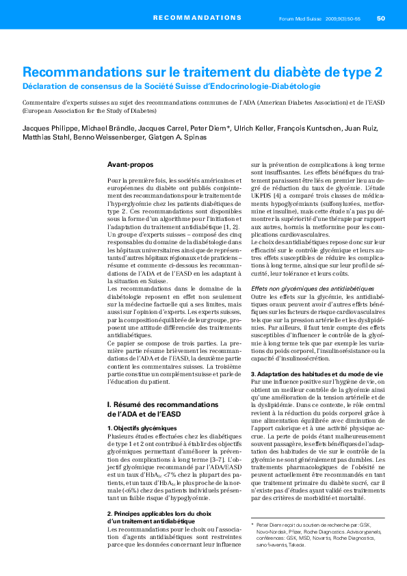 (PDF) Recommandations sur le traitement du diabète de type 2