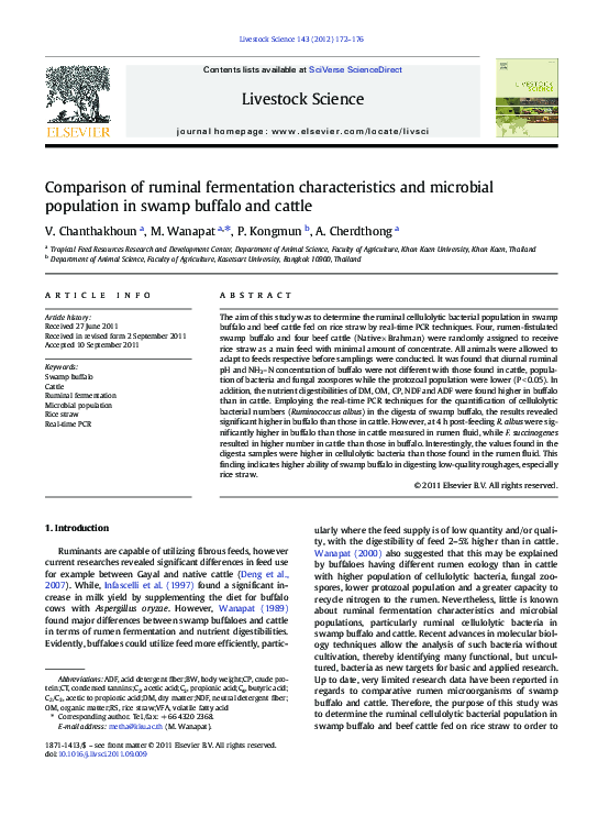 (PDF) Comparison of ruminal fermentation characteristics and microbial ...