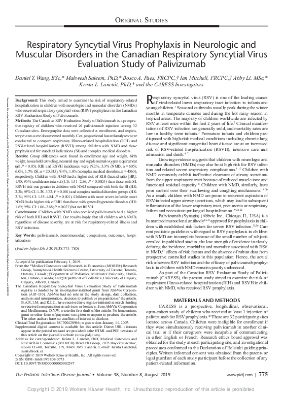 (PDF) Respiratory Syncytial Virus Prophylaxis in Neurologic and ...
