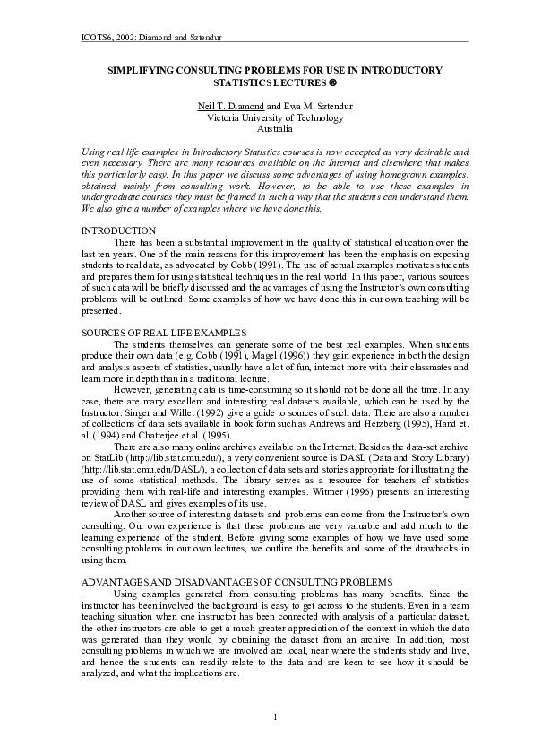(PDF) Simplifying Consulting Problems for Use in Introductory ...