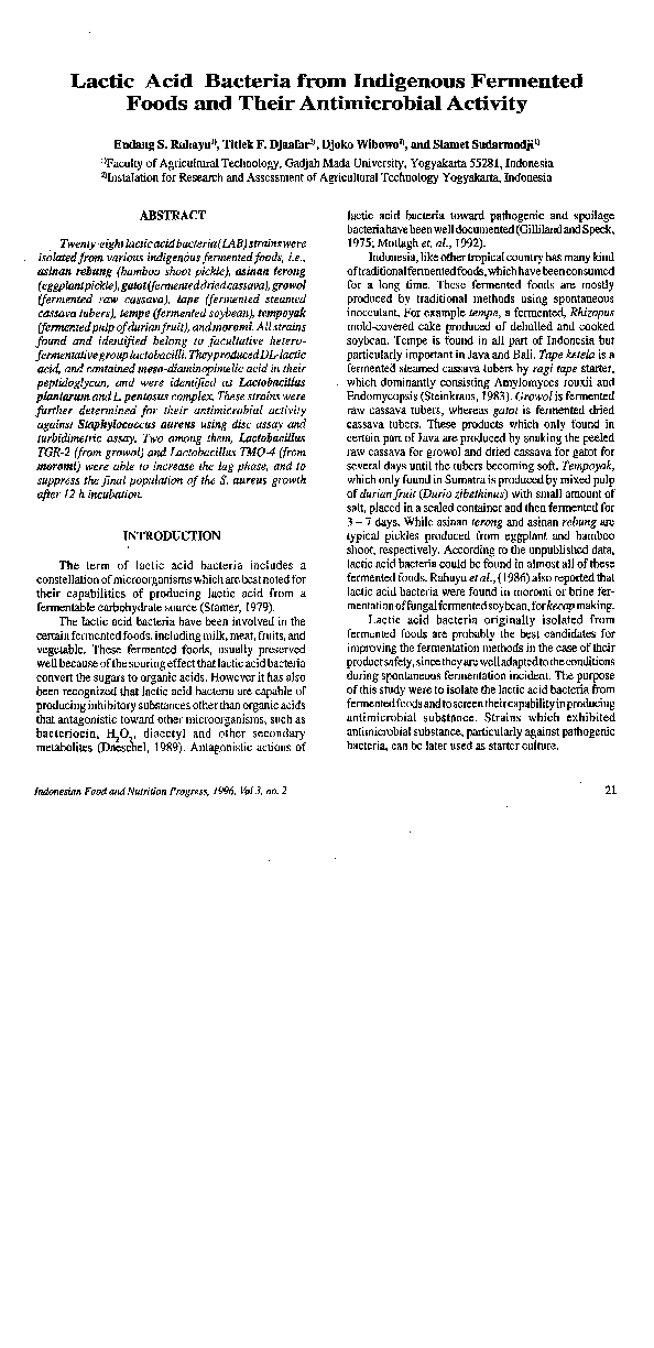(PDF) Lactic Acid Bacteria from Indigenous Fermented Foods and Their ...