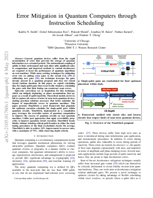 (PDF) Error Mitigation in Quantum Computers through Instruction Scheduling