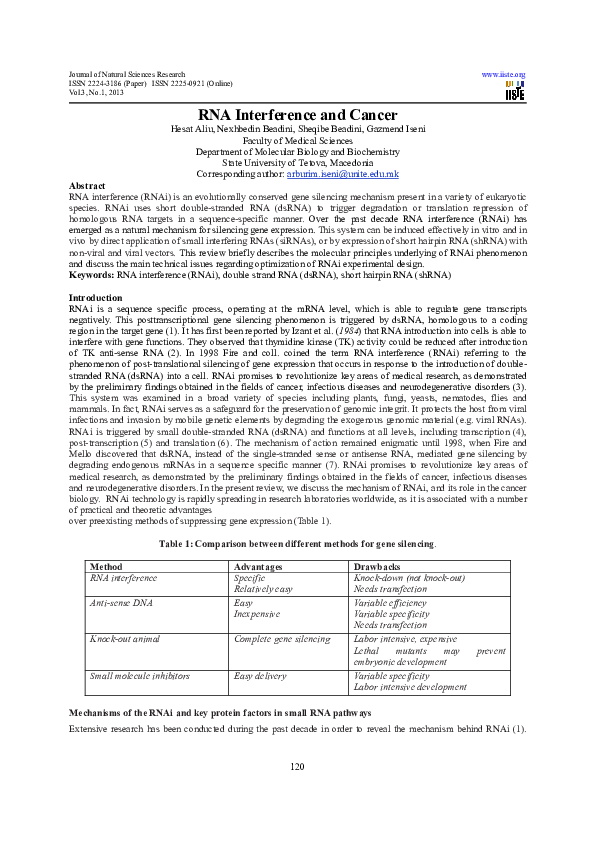 (PDF) RNA Interference and Cancer
