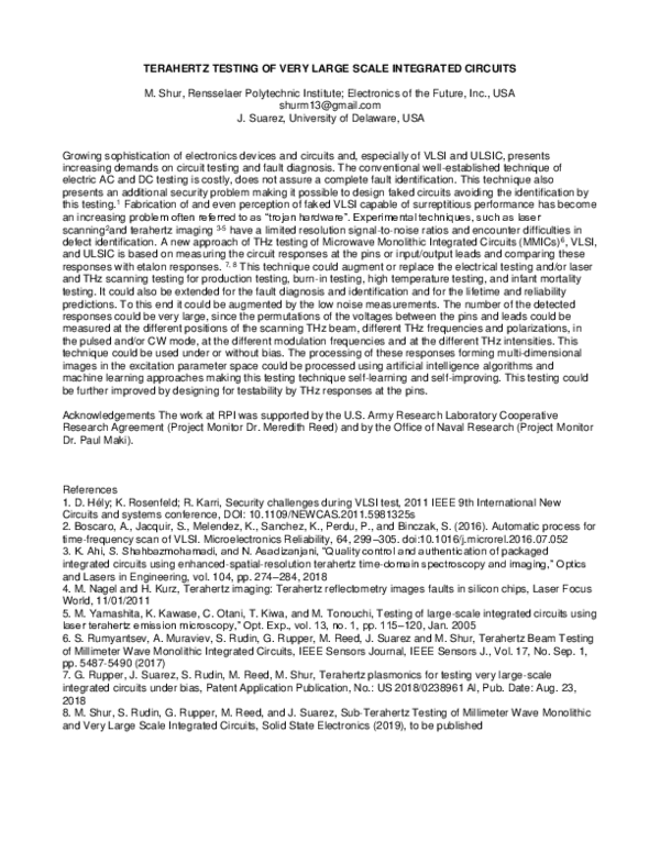 (PDF) Terahertz testing of very large scale integrated circuits