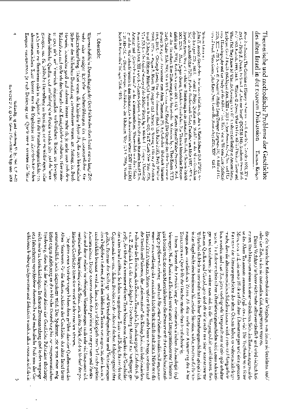 Theoretische und methodische Probleme der Geschichte des alten Israel in der neueren Diskussion