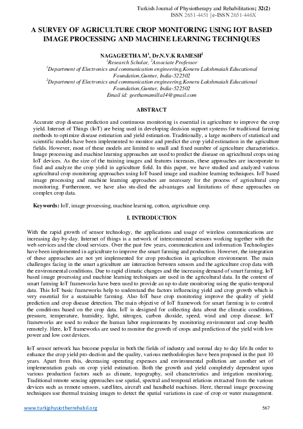 (PDF) A Survey Of Agriculture Crop Monitoring Using IOT Based Image ...
