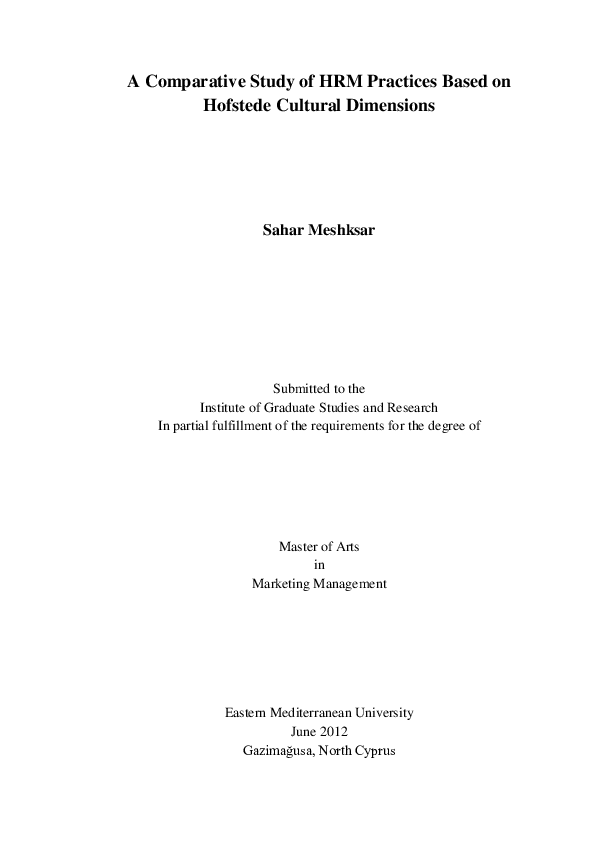 Pdf A Comparative Study Of Hrm Practices Based On Hofstede Cultural Dimensions Pdf A Comparative Study Of Hrm Practices Based On Hofstede Cultural Dimensions