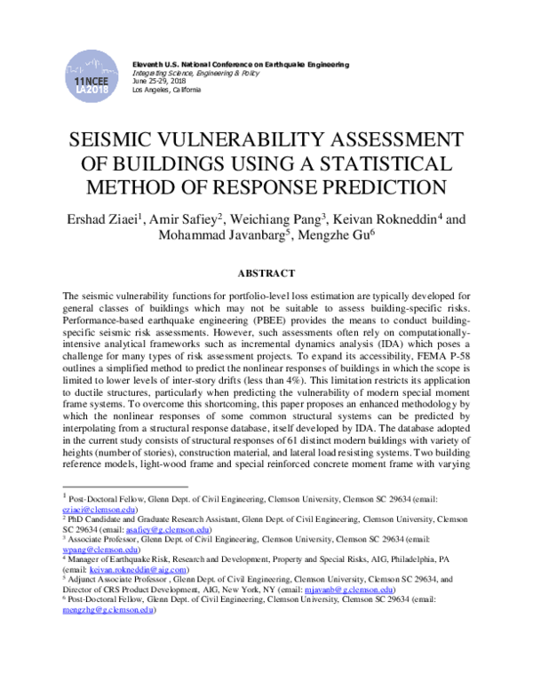 (PDF) Seismic Vulnerability Assessment of Buildings Using a Statistical ...