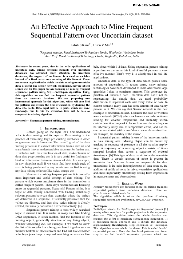 (PDF) An Effective Approach to Mine Frequent Sequential Pattern over ...