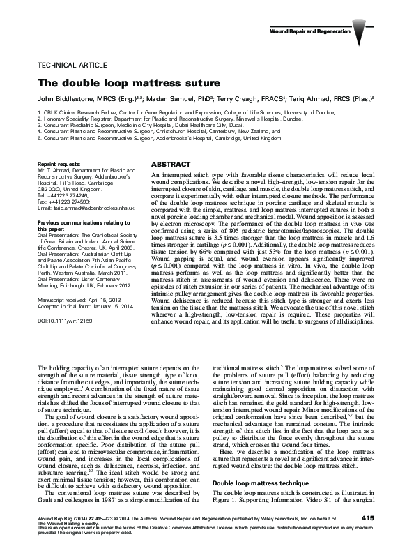 (PDF) The double loop mattress suture