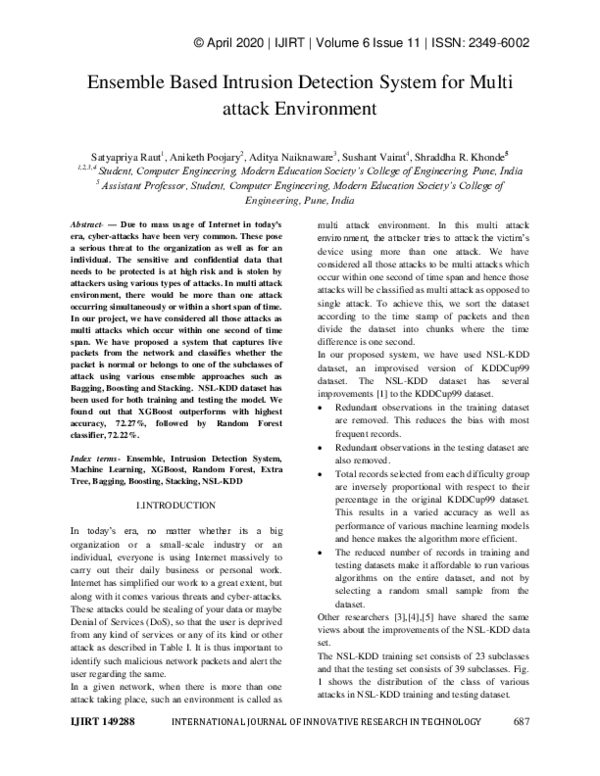 (PDF) Ensemble Based Intrusion Detection System for Multi attack ...