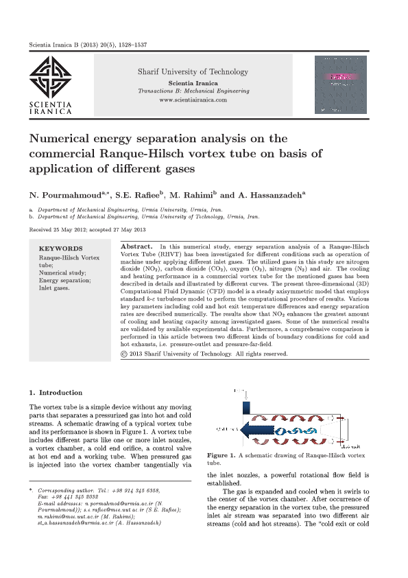 (PDF) Numerical Energy Separation Analysis on the Commercial Ranque ...