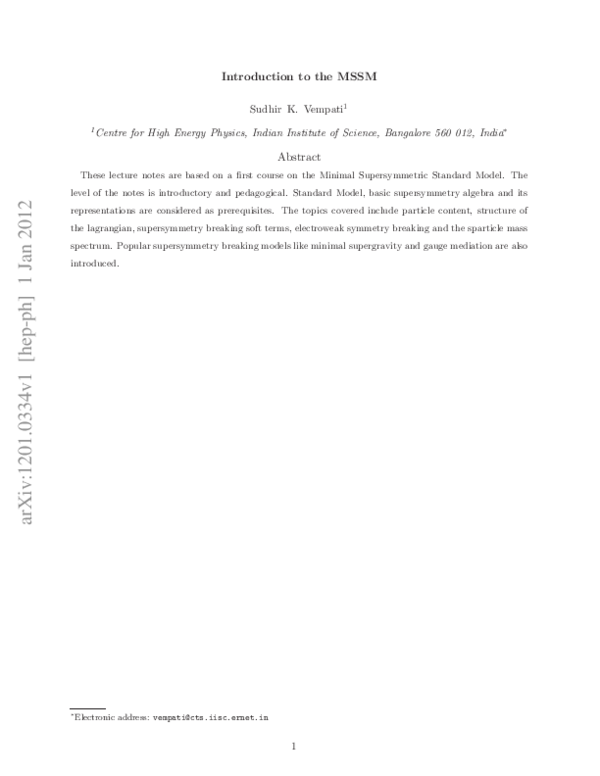 (PDF) Introduction to MSSM