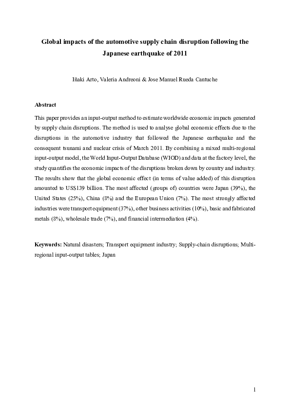 (PDF) Global Impacts of the Automotive Supply Chain Disruption