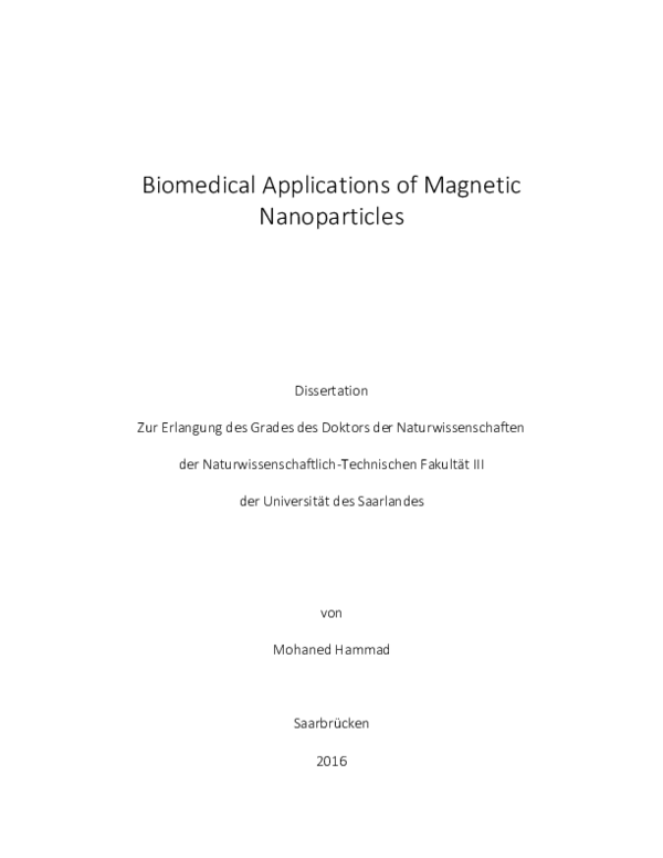 (PDF) Biomedical Applications of Magnetic Nanoparticles