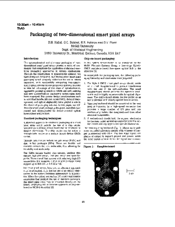 (PDF) Packaging of two-dimensional smart pixel arrays