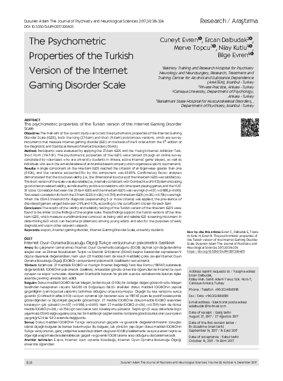 (PDF) Psychometric properties of the Turkish Version of Trait Shame and ...