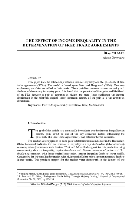(PDF) The Effect of Income Inequality in the Determination of Free ...