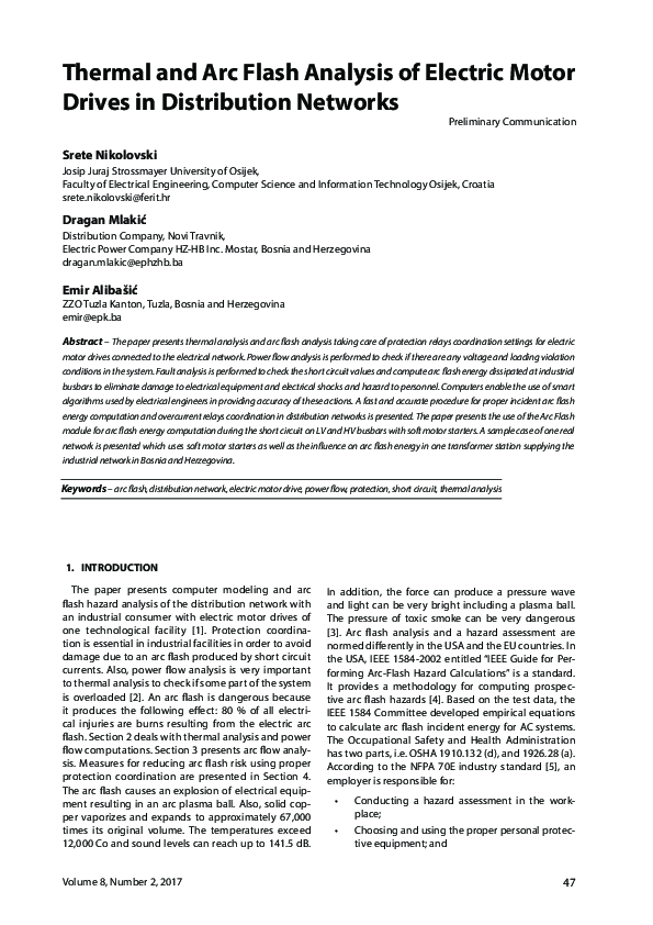 (PDF) Thermal and Arc Flash Analysis of Electric Motor Drives in ...