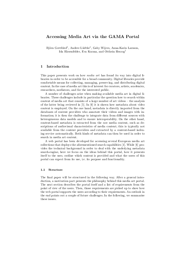 (PDF) Accessing Media Art via the GAMA Portal