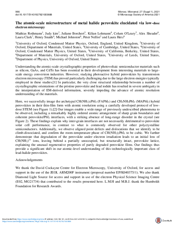 (PDF) The atomic-scale microstructure of metal halide perovskite ...