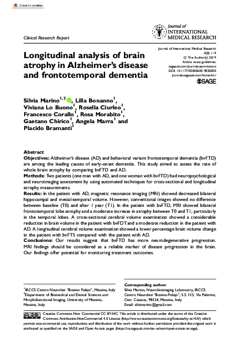 (PDF) Longitudinal analysis of brain atrophy in Alzheimer’s disease and ...