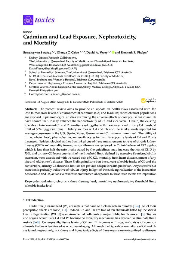 (PDF) Cadmium and Lead Exposure, Nephrotoxicity, and Mortality