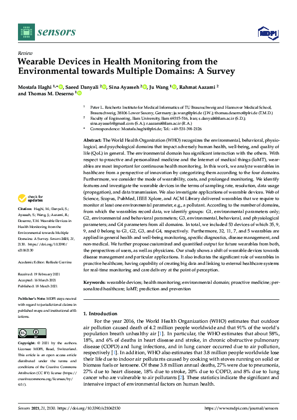 (PDF) Wearable Devices in Health Monitoring from the Environmental ...
