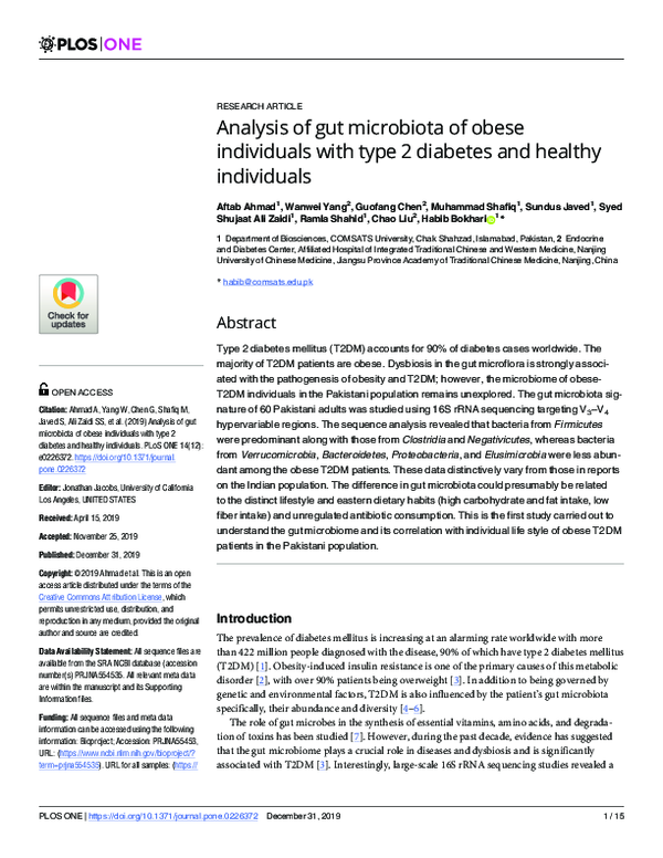 (PDF) Analysis of gut microbiota of obese individuals with type 2 ...