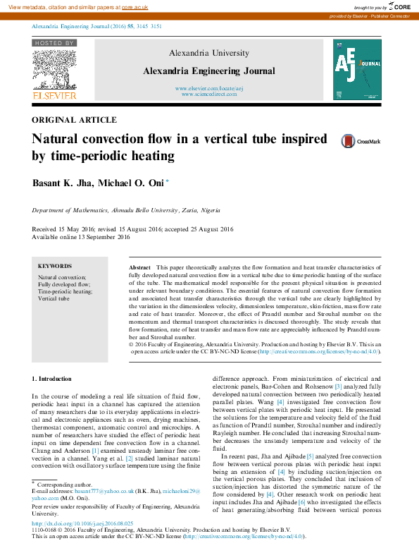 (PDF) Natural convection flow in a vertical tube inspired by time ...