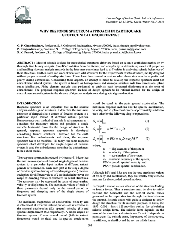 (PDF) Why Response Spectrum Approach in Earthquake Geotechnical Engineering
