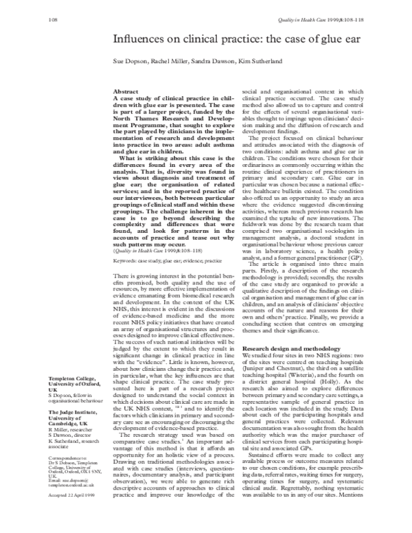 (PDF) Influences on clinical practice the case of glue ear Sue