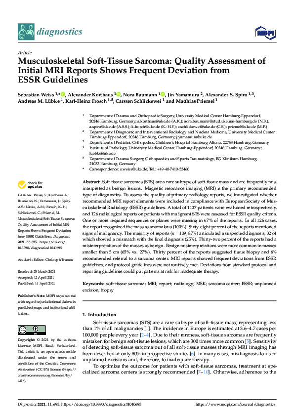 (PDF) Musculoskeletal Soft-Tissue Sarcoma: Quality Assessment of ...