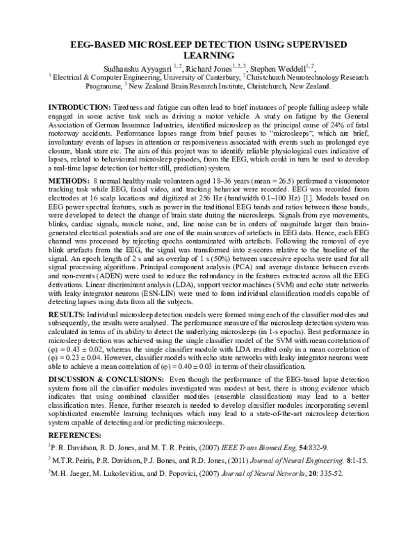 (PDF) EEG-based microsleep detection using supervised learning