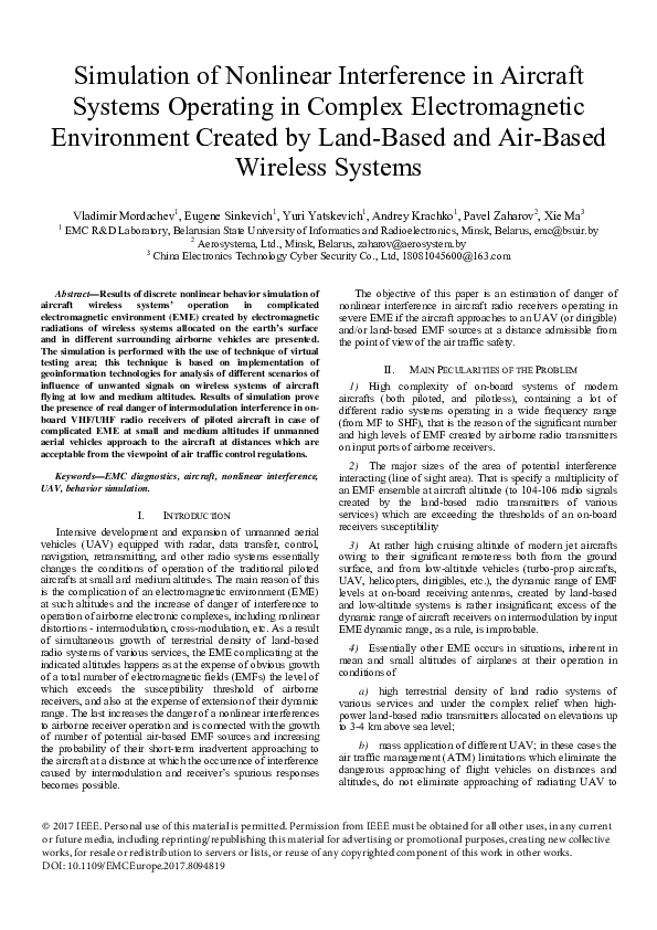 (PDF) Simulation of nonlinear interference in aircraft systems ...