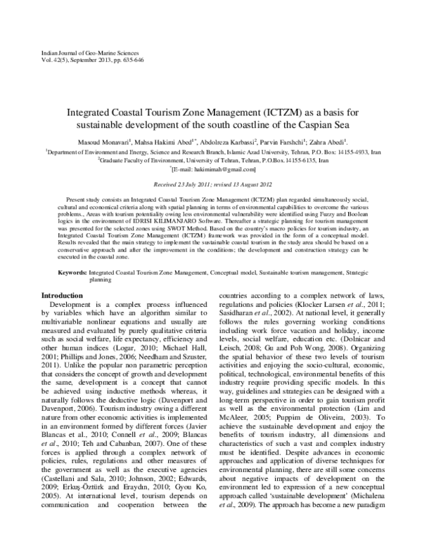 (PDF) Integrated Coastal Tourism Zone Management (ICTZM) as a basis for ...