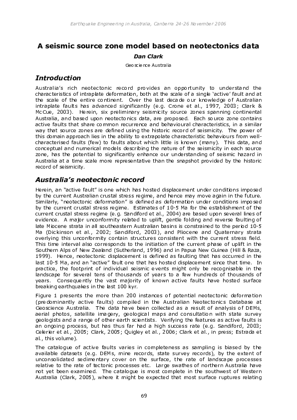 (PDF) A seismic source zone model based on neotectonics data