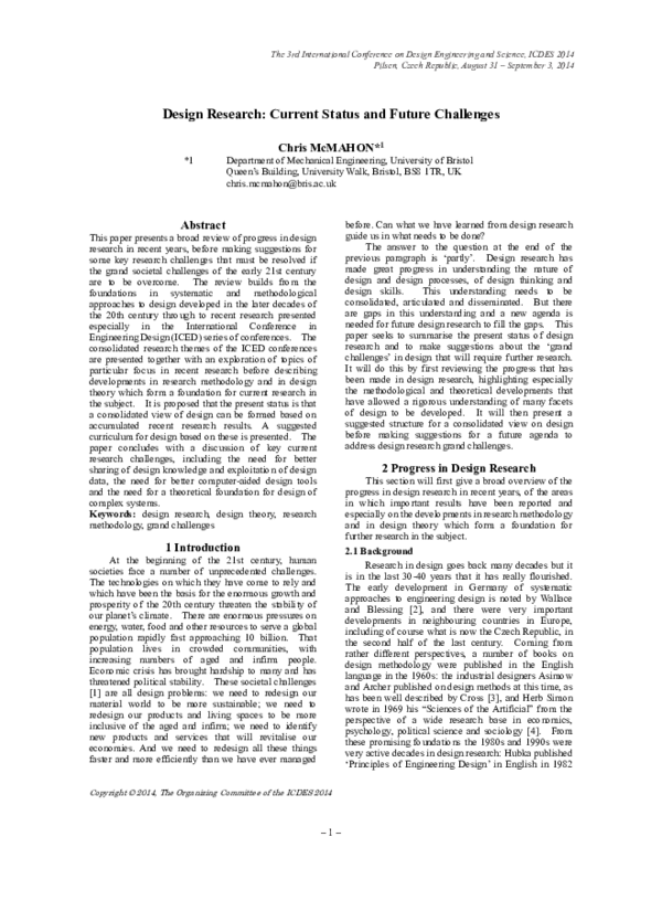 (PDF) Design Research: Current Status and Future Challenges