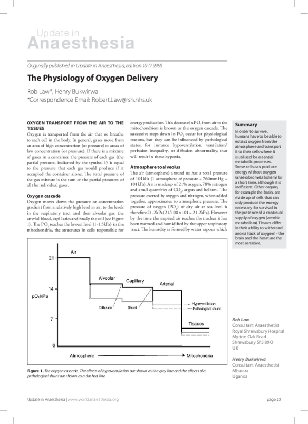 (PDF) The Physiology of oxygen Delivery