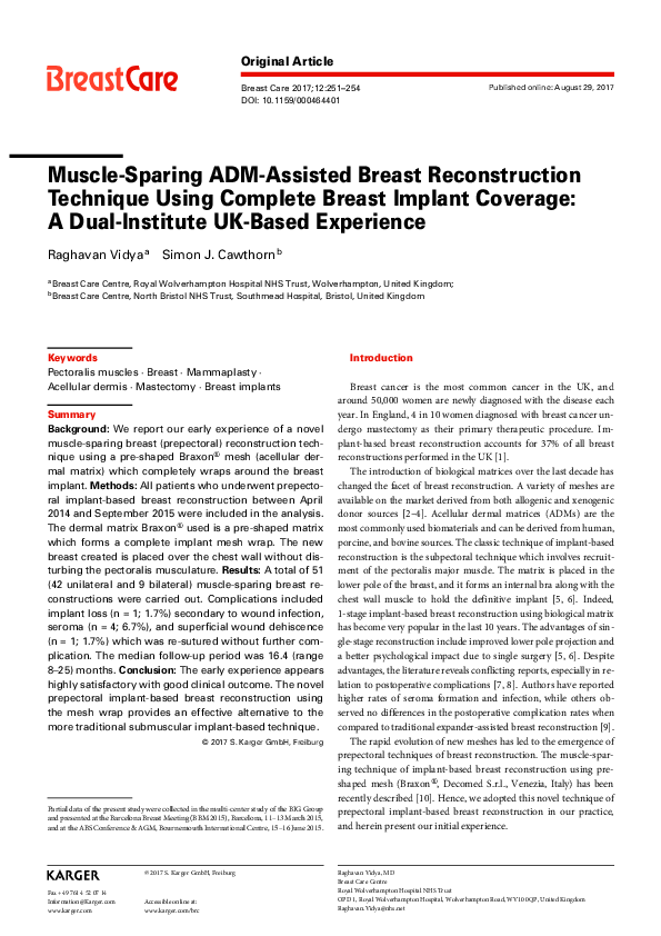 (PDF) Muscle-Sparing ADM-Assisted Breast Reconstruction Technique Using ...
