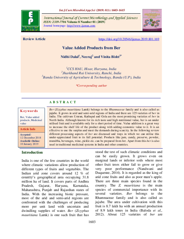 (PDF) Value Added Products from Ber