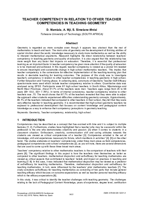 (PDF) Teacher Competency in Relation to Other Teacher Competencies in ...