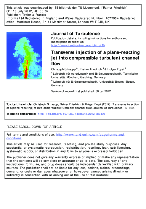 (PDF) Transverse Injection of a Plane Reacting Jet Into Compressible ...