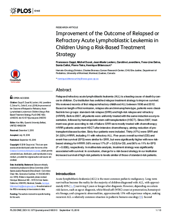 (PDF) Improvement of the Outcome of Relapsed or Refractory Acute ...