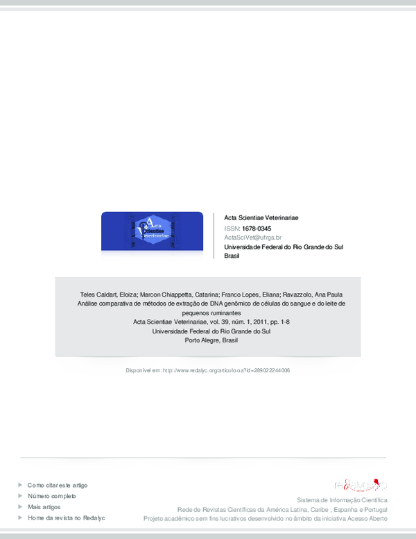 (PDF) Comparative analysis of genomic DNA extraction methods from small ...