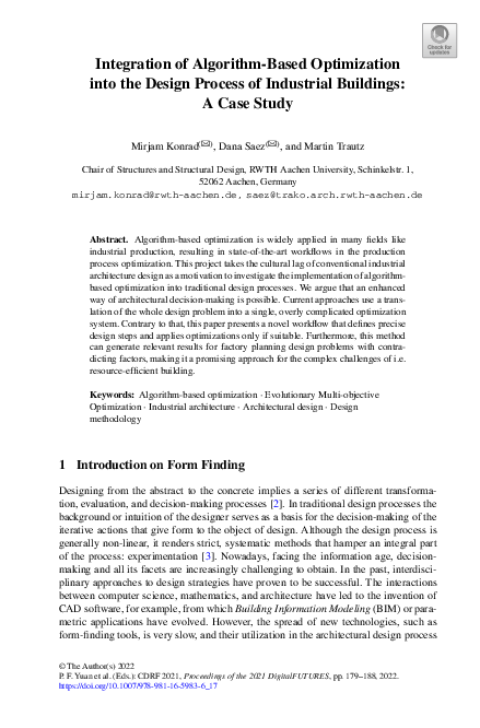 (PDF) Integration of Algorithm-Based Optimization into the Design ...