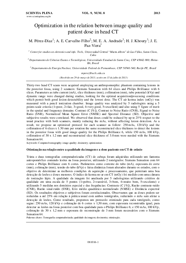 (PDF) Optimization in the relation between image quality and patient ...