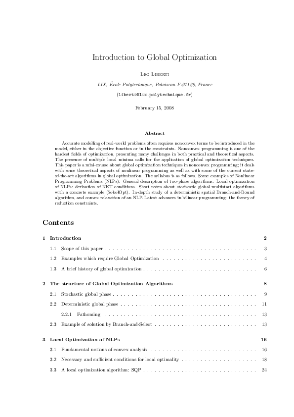 (PDF) Introduction to Global Optimization